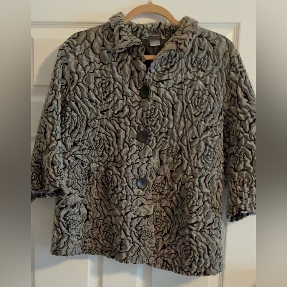 Textured Gray Button-Up Jacket